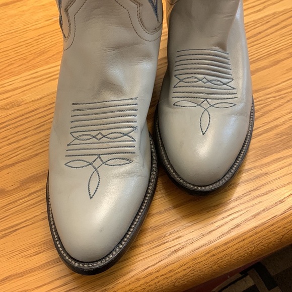 Unused Light Grey with Blue Panhandle Slim cowboy boots 👢 size 8 1/2 B width - Picture 7 of 12